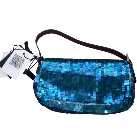 Vintage Fendi FWRD Renew Sequin Baguette Shoulder Bag in Blue Womens Handbag - Picture 9 of 16